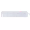 Ilgintuvas MACLEAN MCE392 W – 4 kištukiniai lizdai, 3×USB-A, 110–240V, 2.1A, 2500W, 1,5 m laidas, baltas