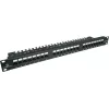 Patch panel Alantec PK001 24 prievadų UTP Cat.6 1U 19 colių – 24x RJ45, U/UTP (UTP), juodos spalvos