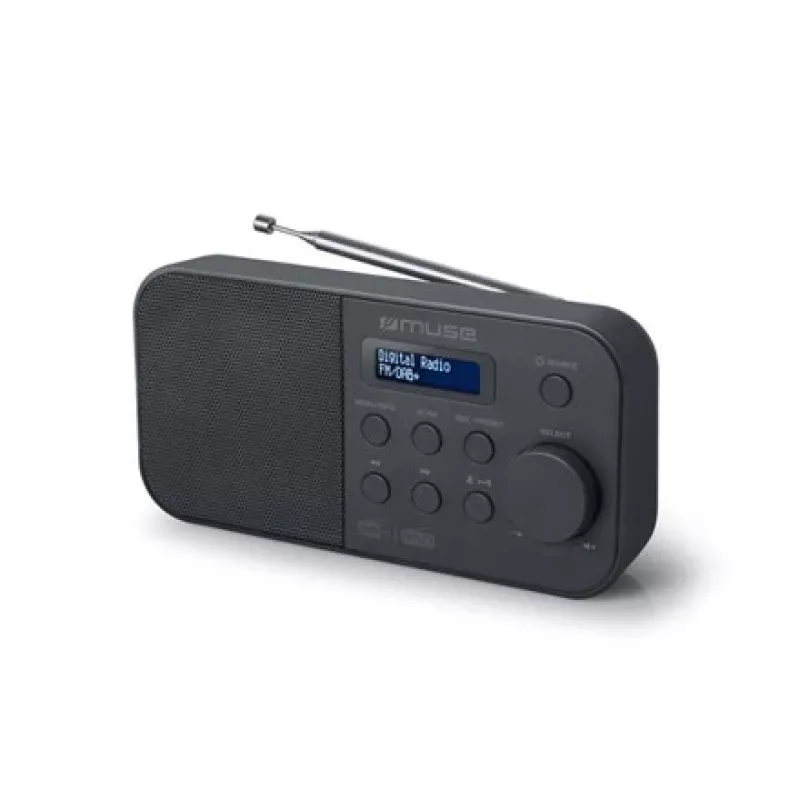 Muse M-109DB nešiojamas radijo imtuvas, DAB+/FM PLL, LCD ekranas, žadintuvas, baterijos/elektros tinklas, juodas