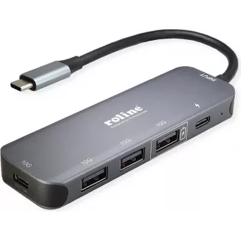 ROLINE USB 3.2 Gen 2 šakotuvas, 5 prievadai, su Type-C jungties kabeliu (14.02.5048)