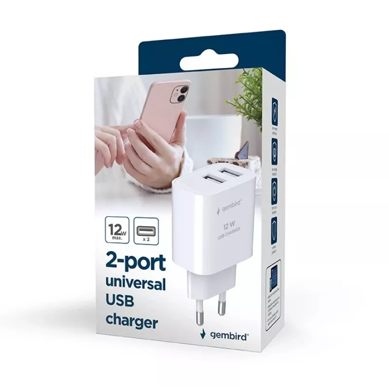 Kroviklis patalpoms Gembird TA-UC-2A12-01-BK 2A 12W USB