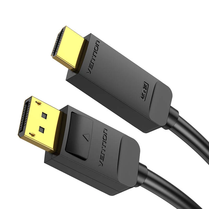 Vientisas DisplayPort į HDMI kabelis Vention HAGBH, 2 m, juodas, 7 mm skersmens