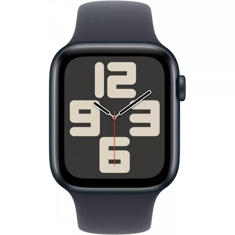 Apple Watch SE GPS + Cellular 44mm vidurnakčio aliuminio korpusas su vidurnakčio sportine juostele - M/L (MXGM3QF/A)