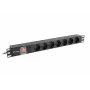 Maitinimo paskirstymo blokas Lanberg PDU-07F-0200-BK, 1U, 7 lizdų, 16 A, 2 m