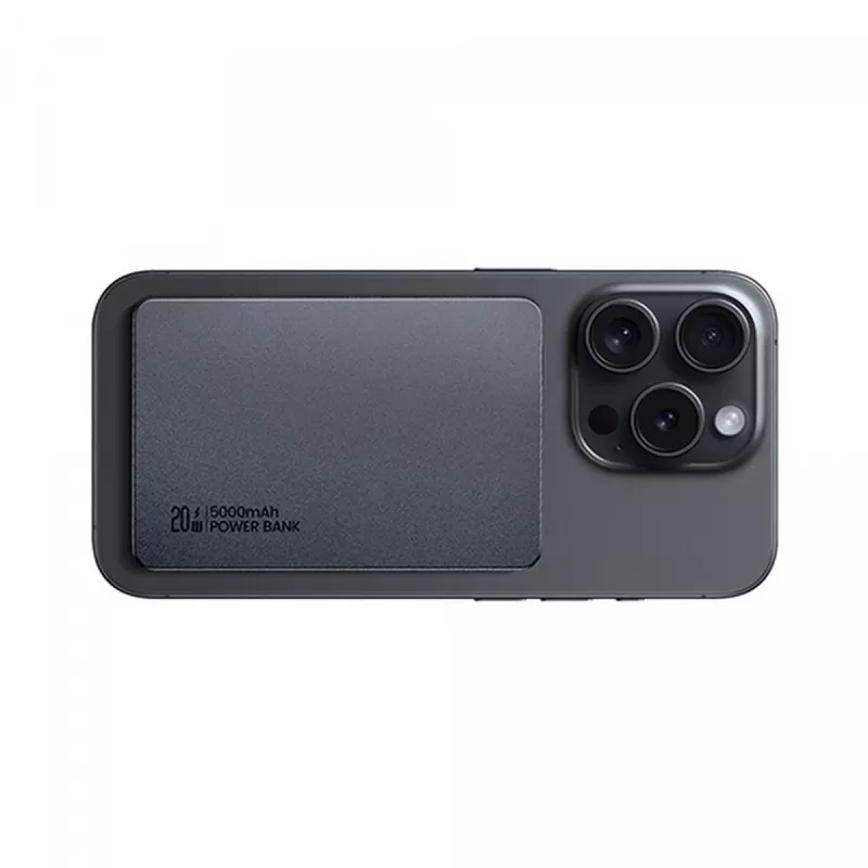 PowerBank 5000mAh 20W belaidis įkrovimas MagSafe titano spalvos