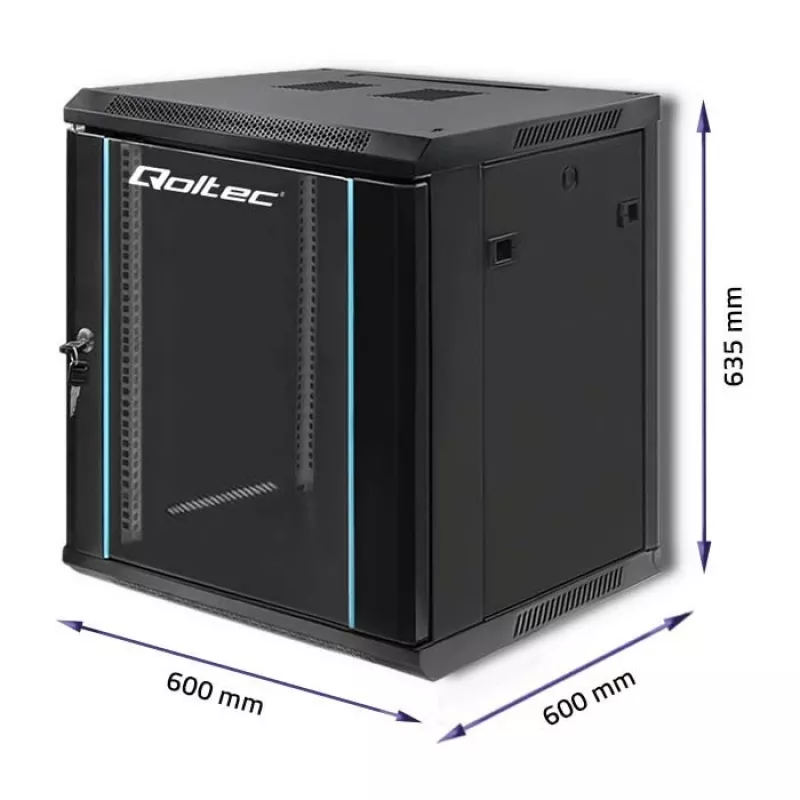 19 colių stelažo spinta QOLTEC 54467, 12U, 600x635x600 mm