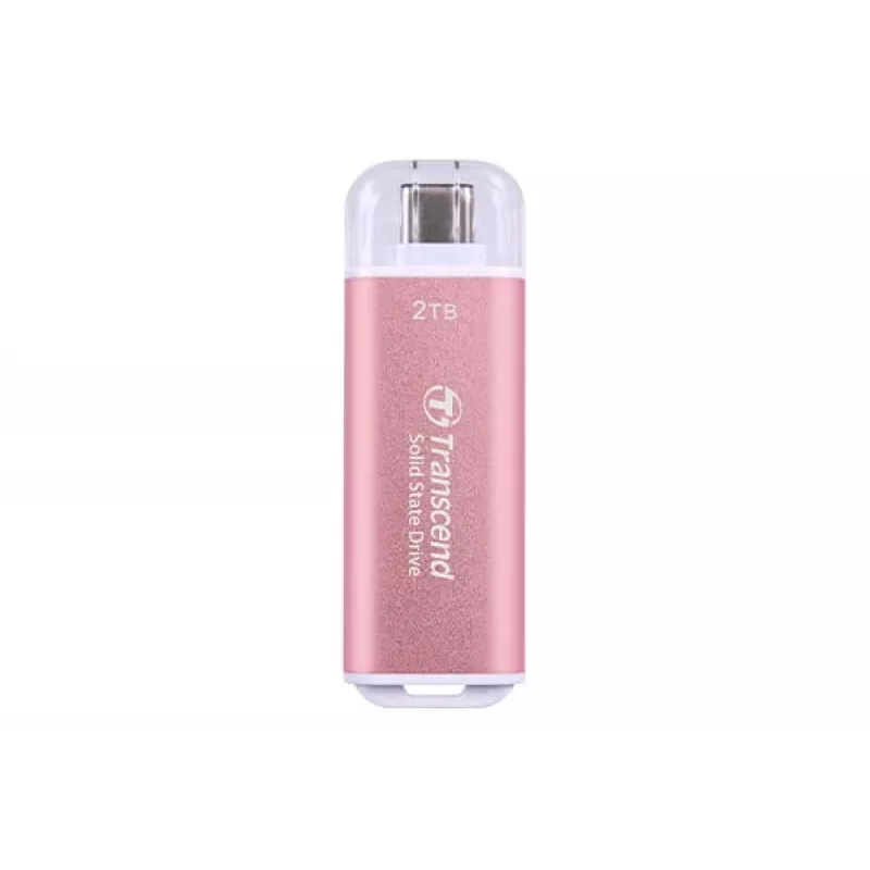 Transcend ESD300P 2 TB nešiojamas SSD, USB-C 10 Gbps, rausvos spalvos, TS2TESD300P