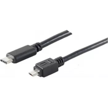 USB laidas S/CONN 77145-1.0 USB 2.0 1 m USB C Micro-USB B juodas