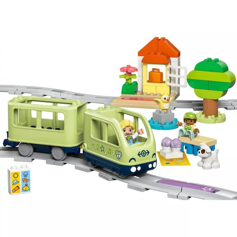 Traukinuko rinkinys LEGO DUPLO Interaktyvus nuotykių geležinkelis 10427, 57 dalių, 2 minifigūrėlės, nuo 2 metų
