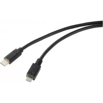 Renkforce USB laidas USB 2.0 USB-C® kištukas, USB-Micro-B kištukas 1,00 m juodas apvalus RF-5719754
