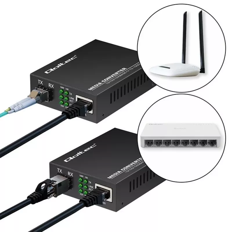 QOLTEC Media Converter SWITCH Ethernet 1x RJ45 1x SFP