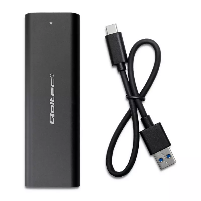 Qoltec 50312 M.2 NVMe SSD dėžutė, USB Type-C, juodos spalvos
