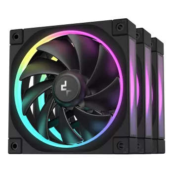 DeepCool FL12 3-in-1 korpuso ventiliatorių rinkinys, 3 vnt., 120 mm, 500-2150 aps./min., 32 dB, skysčio dinaminis guolis, juodi