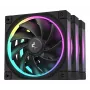 120 mm PC ventiliatorius DeepCool FL12 3 viename, juodas, 120×25 mm, 2150 RPM, skysčio dinaminis guolis, PWM, 55 CFM, 32 dB, 3 vnt. pakuotė