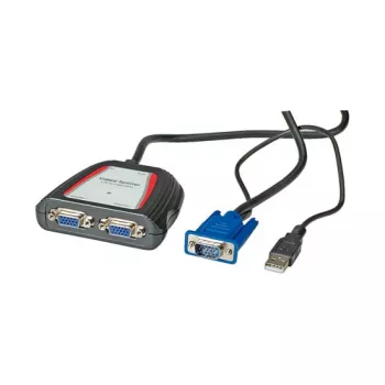 Nešiojamas VGA vaizdo skirstytuvas, 2x, 250 MHz, VGA, 2x VGA, pilkas, 0,65 m, 1920 x 1440