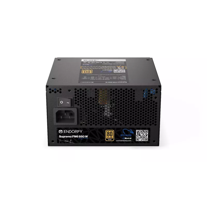 Maitinimo blokas ENDORFY Supremo FM6 850 W, 24 kontaktų ATX, pilnai modulinis, 80 PLUS Gold, 120 mm ventiliatorius, juodas