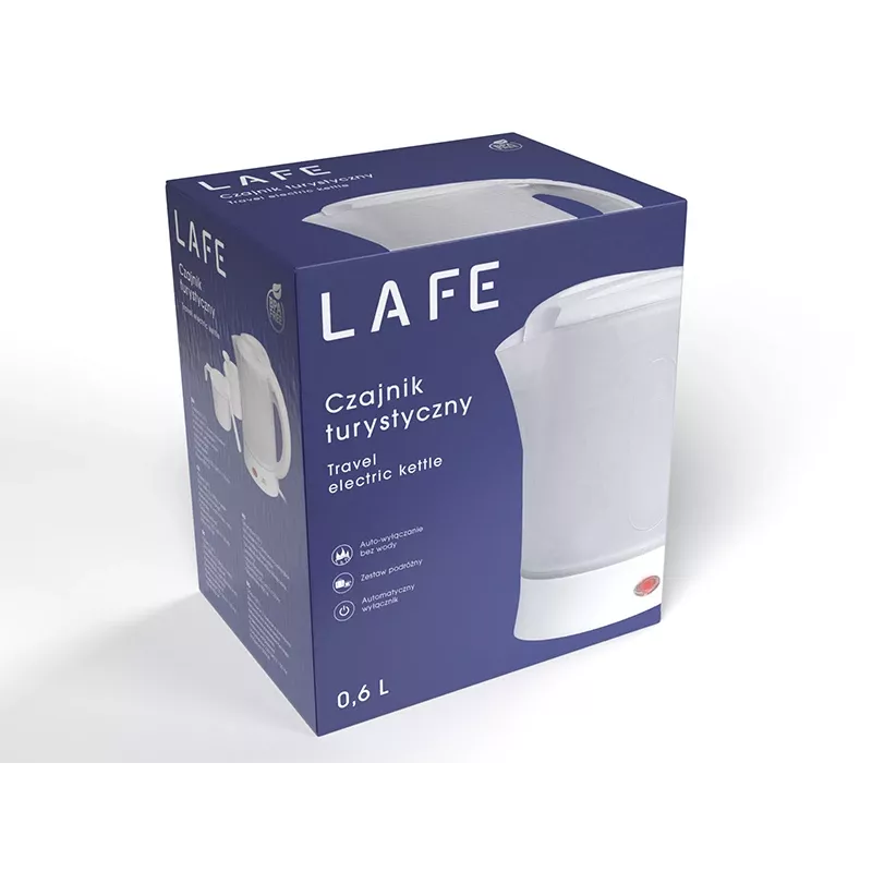 Elektrinis virdulys LAFE LAFCZA45865, nerūdijantis plienas, 0,6 L, 600 W, šviesiai pilkas, užrakinamas dangtelis