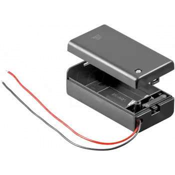 Wentronic Goobay 1x 9V blokinis akumuliatoriaus laikiklis, juodas - laisvi kabelio galai, atsparus vandeniui (48171)