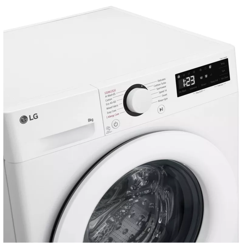 LG F2WR508SWW Skalbimo mašina, priekinis pakrovimas, 8 kg, 1200 aps./min., garo funkcija