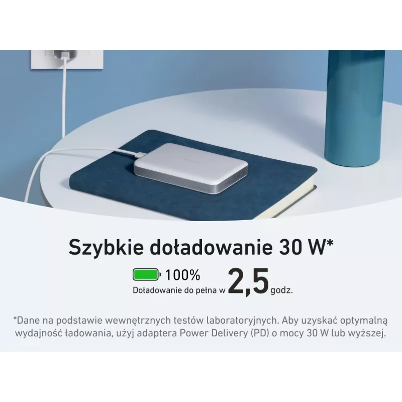 Anker MagGo Power Bank 10K belaidžio įkrovimo baterija 10000 mAh, balta
