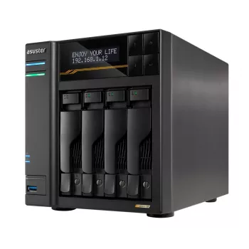 Asustor Lockerstor 4 Gen3 AS6804T 4 lizdų NAS, AMD Ryzen V3C14, 16 GB DDR5 ECC, 2x 10GbE + 2x 5GbE