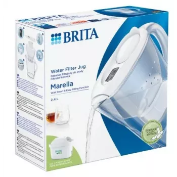 Vandens filtro ąsotis BRITA Marella su Maxtra Pro kasetėmis, 2,4 L, baltas, ergonomiška rankena