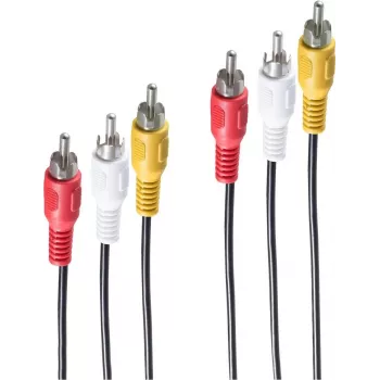 shiverpeaks BASIC-S 3x RCA - 3x RCA 2,5 m garso kabelis, juoda - raudona - balta - geltona (BS40150-2.5)