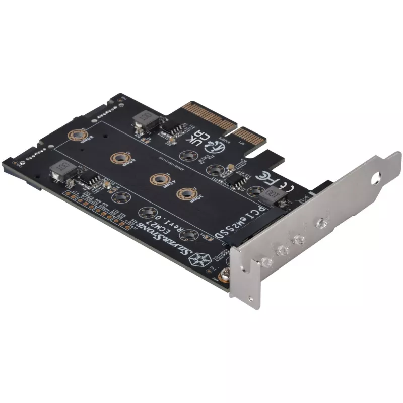 Silverstone SST-ECM27 M.2/SATA adapterio kortelė, PCIe 4.0, 1x M-Key, 2x SATA 6G - Low Profile