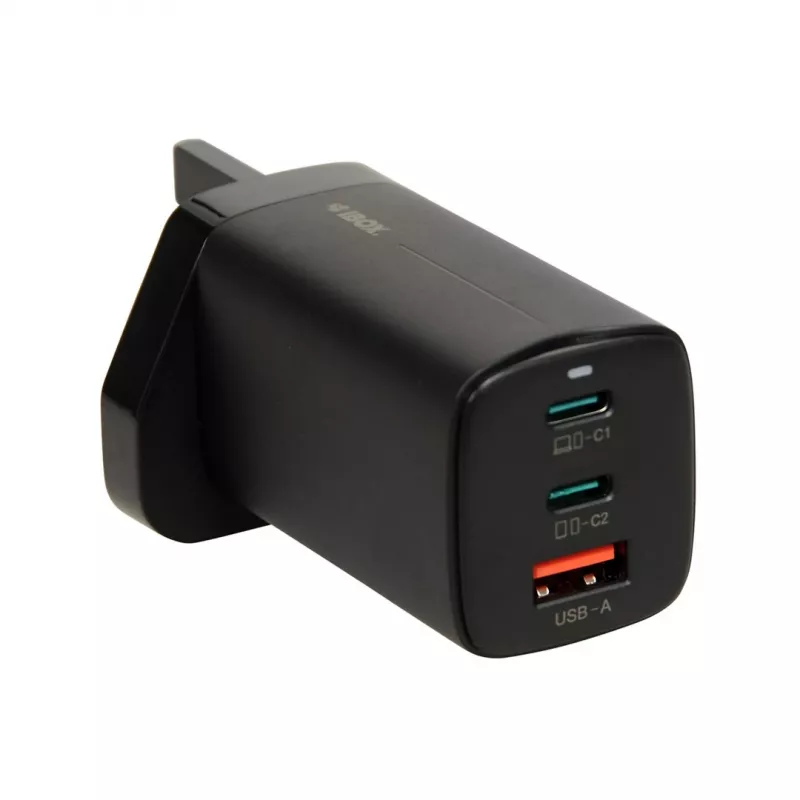 iBOX C-65 Black, universalus 65W GaN įkroviklis su UK kištuku