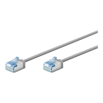 Goobay itin lankstus CAT 6A jungiamasis kabelis plonas U/FTP pilkas - ypač trumpas kištukas (74304)