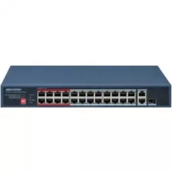 Hikvision Value Series 24 prievadų Fast Ethernet nevaldomas POE jungiklis