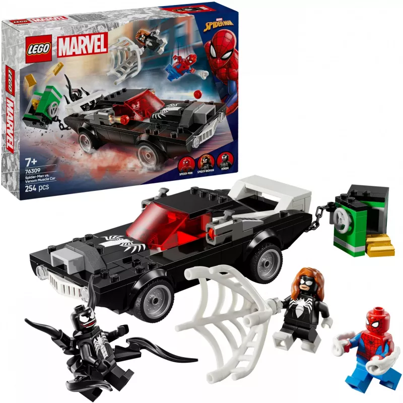 LEGO Marvel Super Heroes Konstruktorius Žmogus-voras prieš Venomą Raumeninis automobilis 76309 — 254 dalys, 3 minifigūrėlės, nuo 7 metų