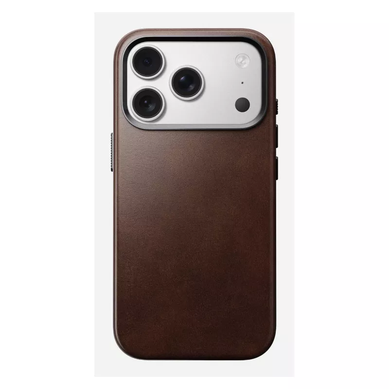 Mobilaus telefono dėklas Nomad Traditional Leather Case, skirtas iPhone 17 Pro, oda, mikropluoštas, tinka 6,3 colio (16 cm) ekranui, ruda spalva