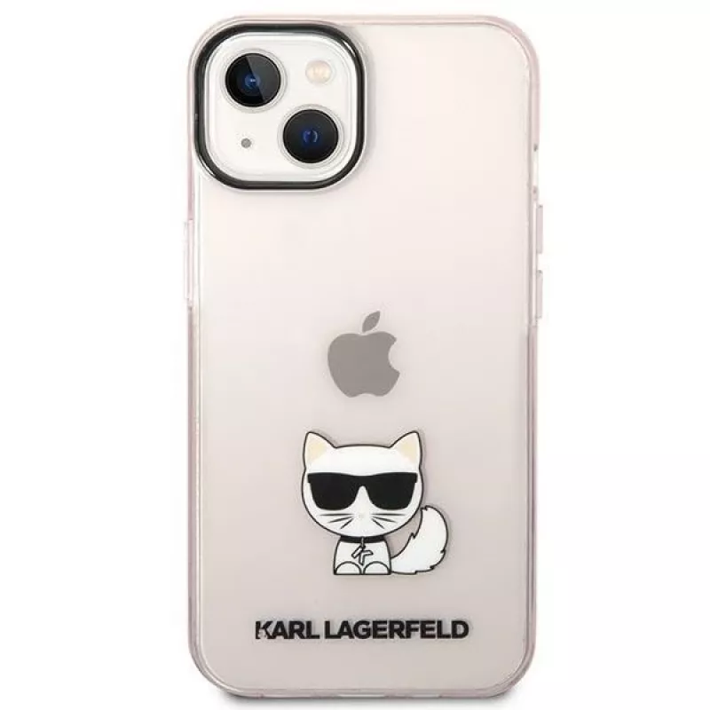 Karl Lagerfeld KLHCP14MCTRI kietas dėklas iPhone 14 Plus / 15 Plus 6.7 rožinis / rožinis permatomas Choupette Body