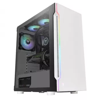 PC korpusas Thermaltake H200 TG Snow RGB Midi Tower baltas