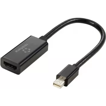 Renkforce Mini-DisplayPort adapterio kabelis – HDMI-A lizdas, 0,55 m, juodas, RF-5947252, auksuoti kištuko kontaktai