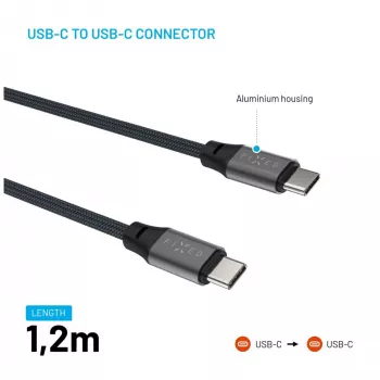USB-C į USB-C magnetinis pintas laidas FIXED FIXDBM-CC12-GR, USB 2.0, 1,2 m, pilkas