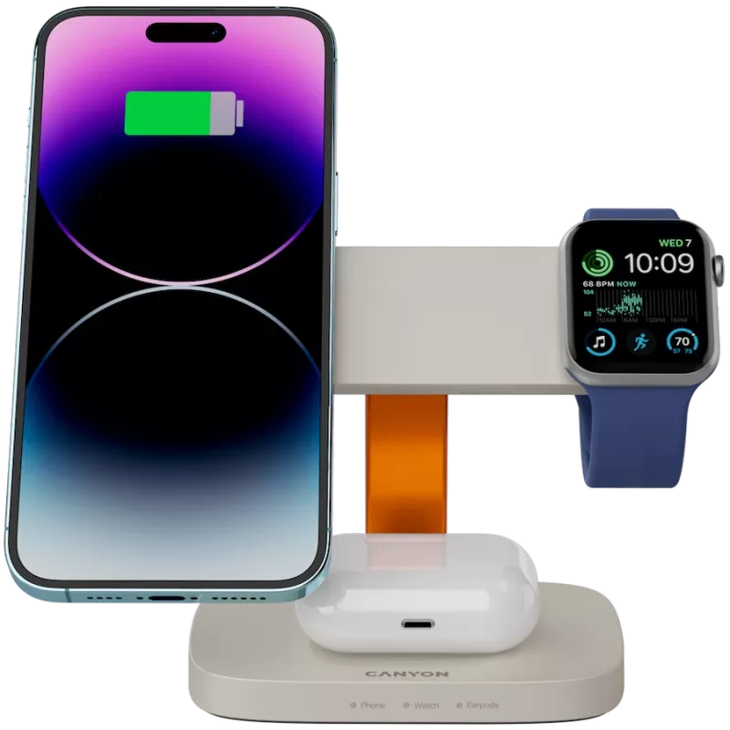 Canyon WCS-310 Hexagon 310 – belaidė 3 viename Qi įkrovimo stotelė trims įrenginiams vienu metu