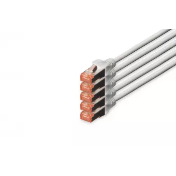 DIGITUS DK-1644-070-5 Ethernet pataisos laidas, 7 m, pilkas, 5 vnt. pakuotė