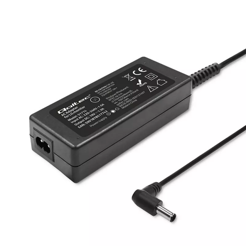 Qoltec 51774 Maitinimo adapteris LG monitoriui 25W | 1.3A | 19V | 6.5*4.4 + maitinimo laidas