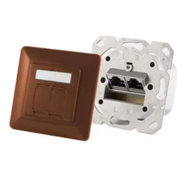 Dvigubas RJ-45 lizdas ShiverPeaks 74280-BR — Cat6a, 500 MHz, rudos spalvos metalinis korpusas