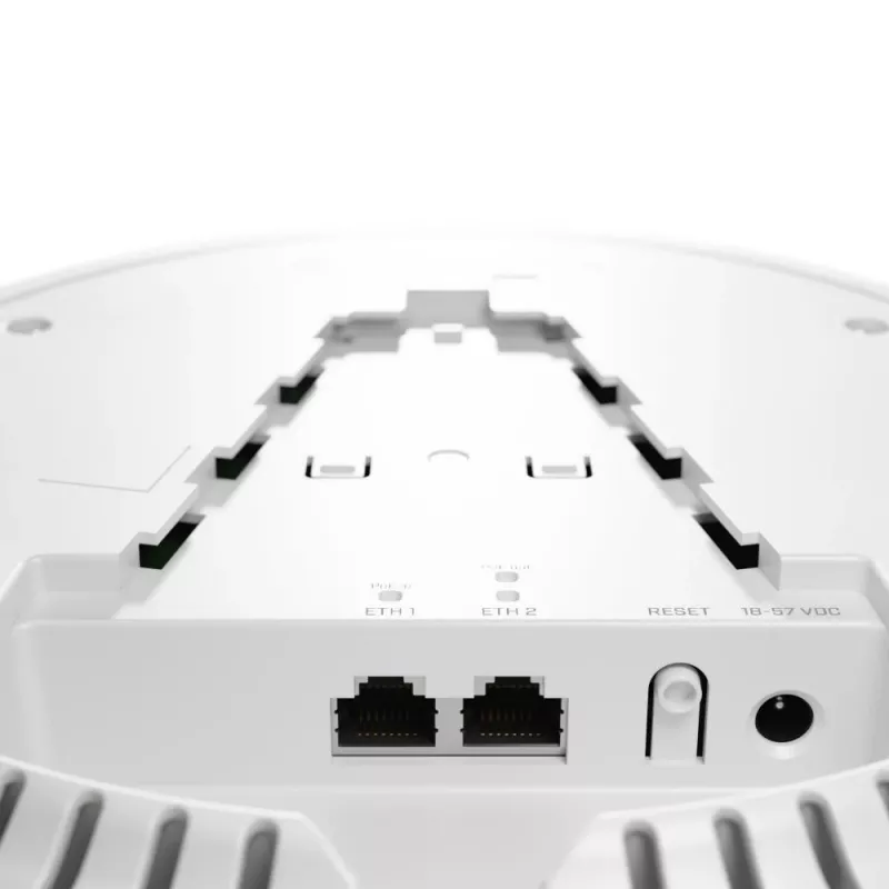 Prieigos taškas MikroTik cAP ax lubų montavimui Wi‑Fi 6 dviejų juostų 2,4 GHz/5 GHz, 1774 Mbps, 2x RJ45, IP20, RouterOS