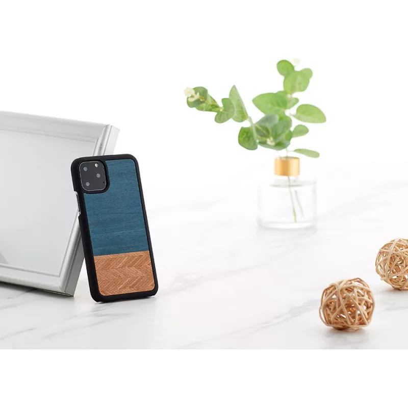 Dėklas iš medžio ir polikarbonato iPhone 11 Pro – džinsinis juodas