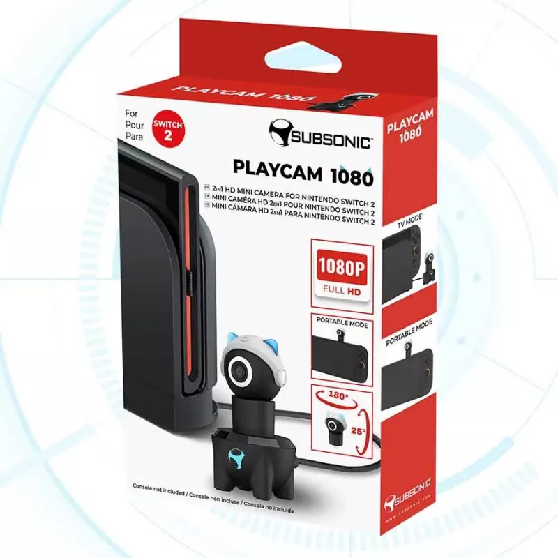 Subsonic Playcam 1080 2in1 HD Mini kamera, skirta Nintendo Switch 2, šviesiai mėlyna