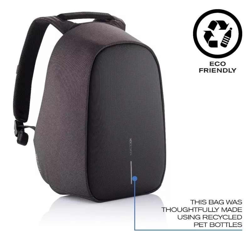 Kuprinė XDDESIGN Bobby Hero Small, apsaugota nuo vagysčių, 11,5 L, planšetei iki 12,9 colio, PET/polistirolas, juoda