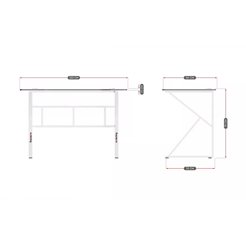 Gaming stalas Huzaro Hero 1.6 White 120×60 cm