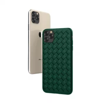 Minkštas apsauginis dėklas Devia iPhone 11 Pro Max su pynimo raštu, žalias