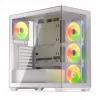 Kompiuterio korpusas KRUX Exo RGB White – ATX bokštas, plienas, 2x3.5 colio + 2x2.5 colio vietos, USB-C, RGB
