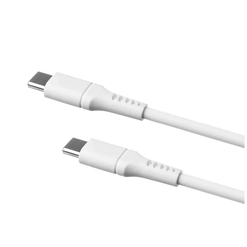 Fiksuotas skysto silikono USB-C laidas FIXDLS-CC12-WH 60W baltas duomenų laidas