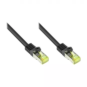 RJ45 jungiamasis kabelis su Cat.7 žaliaviniu kabeliu ir užrakto apsauga (RNS®), S/FTP, PiMF, halogenų neturintis, 600MHz, OFC, juodas, 0,25m, Good Connections® (8070R-003S)